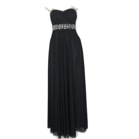 Sequin Hearts 3 Dress‎ Black Formal Maxi Rhinestone - Picture 1 of 5